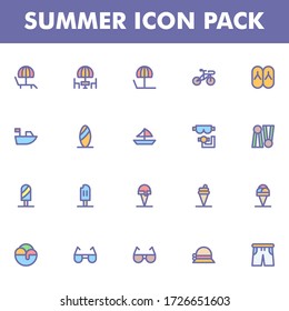 Summer icon pack isolated on white background. for your web site design, logo, app, UI. Vector graphics illustration and editable stroke. EPS 10.