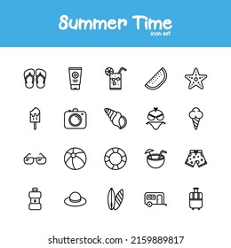 Summer icon pack in line style with editable vector format