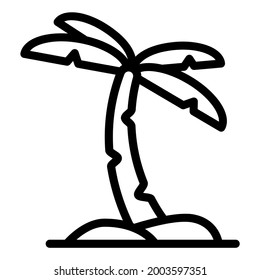 Summer icon palm tree with outline style and pixel perfect