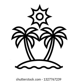 Summer icon. Palm trees on island.  
