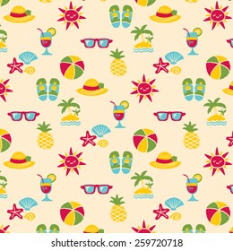 Summer Icon pattern - freehand drawing vector illustration