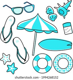 Summer icon sea bathing fashionable illustration material