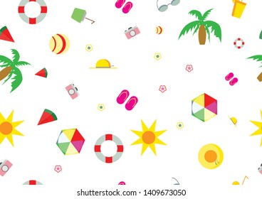 Summer icon seamless pattern background