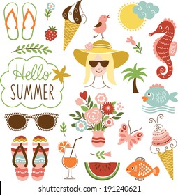 summer icon set 