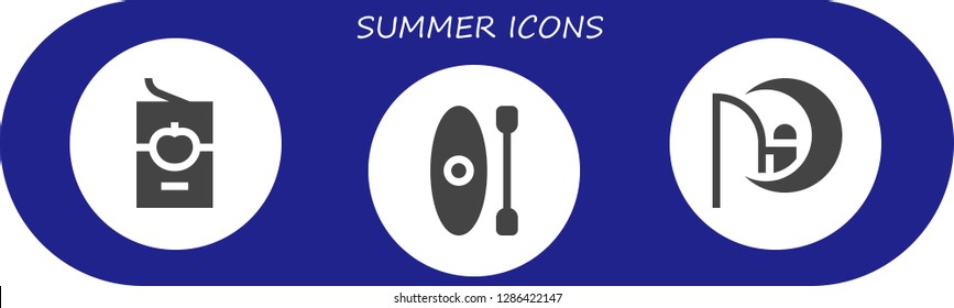  summer icon set. 3 filled summer icons. Simple modern icons about  - Tomato sauce, Kayak, Dreamworks