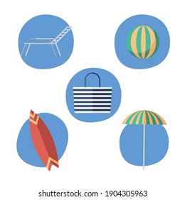 Summer icon set design, vacation and tropical theme Vector illustration