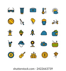 summer icon set. filled color icon collection. Containing summer icons.