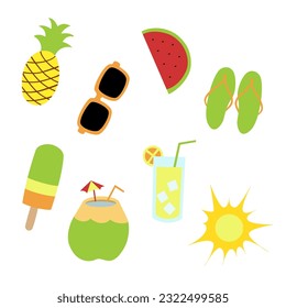 Summer icon set in flat design style