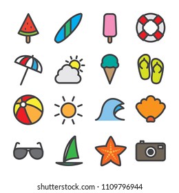 Summer Icon Set - Flat Outline