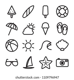 Summer Icon Set - Flat Outline