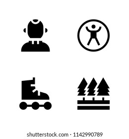 summer icon set. forest, zorbing and roller skate vector icon for graphic design and web
