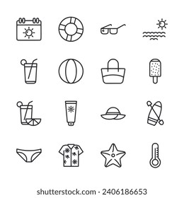 Summer icon set isolated on white