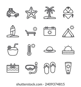Summer icon set isolated on white