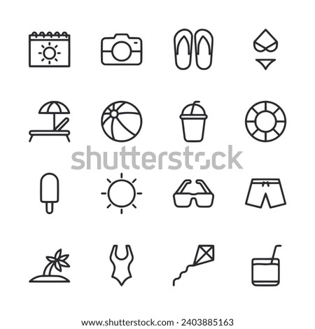 Summer icon set isolated on white