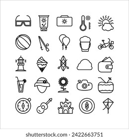summer icon set. line icon collection. Containing summer icons.