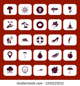 summer icon set with motor yacht, umbrella and man has shower vector illustration