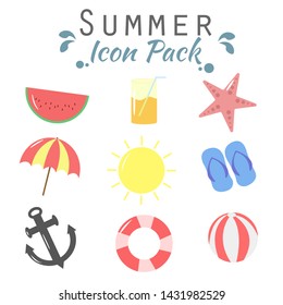 Summer icon set pack vector