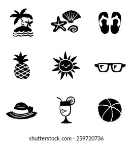 Summer Icon Set and Signs - freehand drawing vector illustration