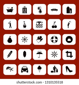 summer icon set with temperature sun, umbrella and car vector illustration