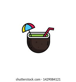 Summer icon set template vector. Summer icons neatly designed in geometric style that use outlines with typical summer colors.