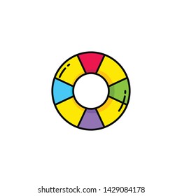 Summer icon set template vector. Summer icons neatly designed in geometric style that use outlines with typical summer colors.