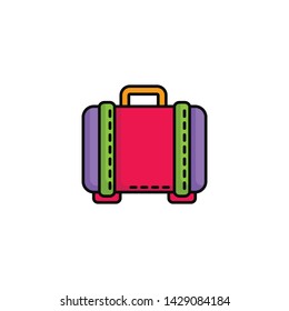 Summer icon set template vector. Summer icons neatly designed in geometric style that use outlines with typical summer colors.
