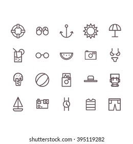 summer icon set vector.