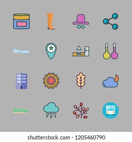 summer icon set. vector set about flat, share, cloud and cloudy night icons set.