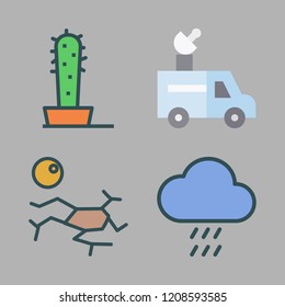 summer icon set. vector set about drought, van, cactus and rain icons set.