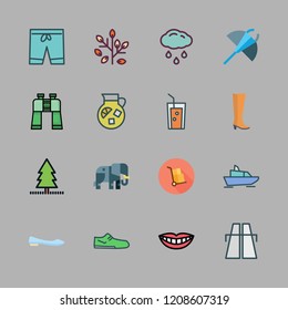 summer icon set. vector set about shorts, lemonade, shoe and boot icons set.