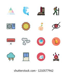 summer icon set. vector set about caravan, hiker, flower and bonfire icons set.