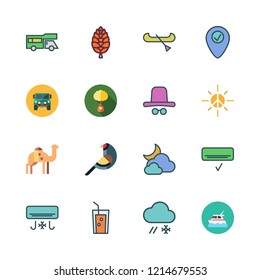 summer icon set. vector set about cloudy, yacht, air conditioner and car icons set.