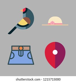 summer icon set. vector set about skirt, bird, placeholder and pamela icons set.