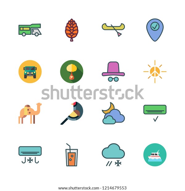 summer icon set. vector set about cloudy,\
yacht, air conditioner and car icons\
set.