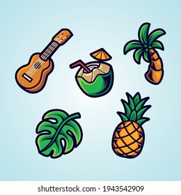 Summer icon set vector illustration