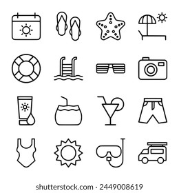 Ilustración vectorial de conjunto de iconos de verano