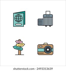 Summer icon set, vector illustration, filled style, best used for web