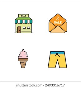 Sommer-Icon-Set, Vektorillustration, gefüllter Stil, am besten zum Web verwendet