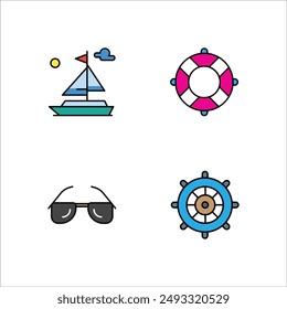 Summer icon set, vector illustration, filled style, best used for web