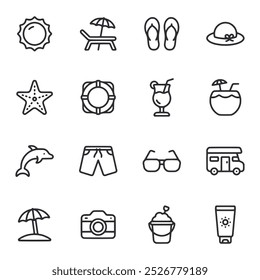 summer icon set vector illustration