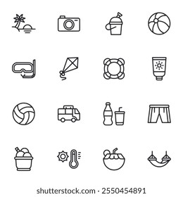 summer icon set vector illustration