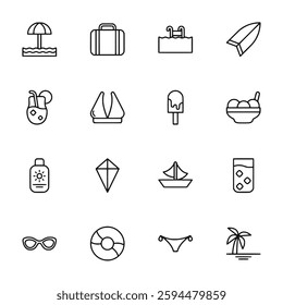 summer icon set vector illustration