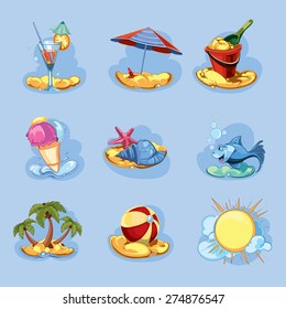 summer icon set. vector illustration