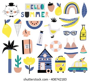 Summer icon set. Vector illustration