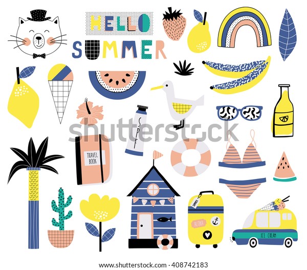 Summer icon set. Vector\
illustration