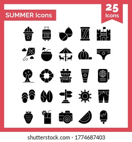 juegos de iconos de verano con color negro