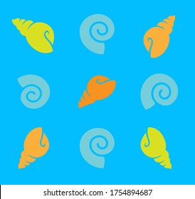 summer icon with shells and starfish
