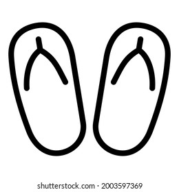 Summer icon slippers sandals with outline style and pixel perfect