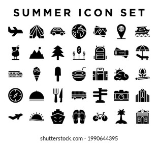 summer icon solid style vector