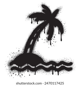 Summer icon Spray Painted Graffiti Sprayed with palm tree isolated on white background.